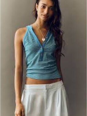 Pilcro Buttondown Henley Tank Anthropologie small